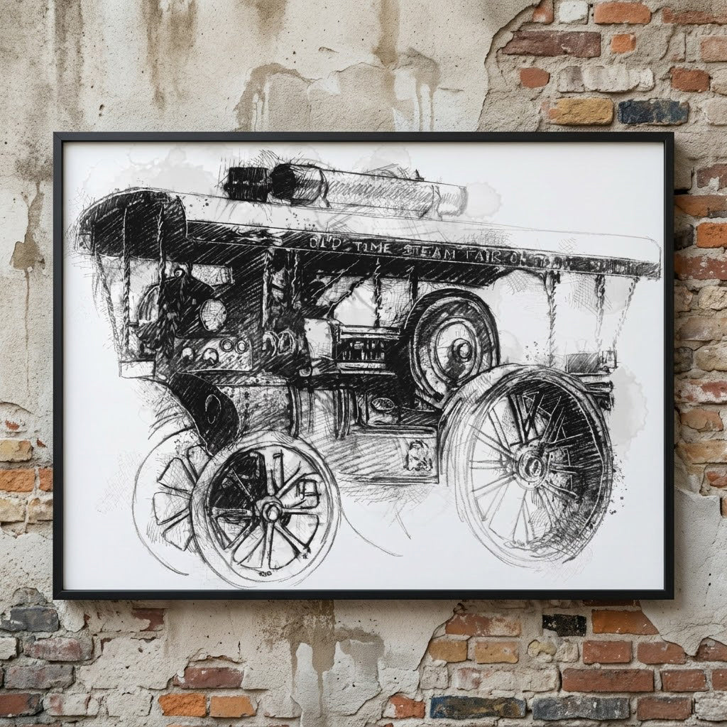 Steam fair engine - BW Sketch