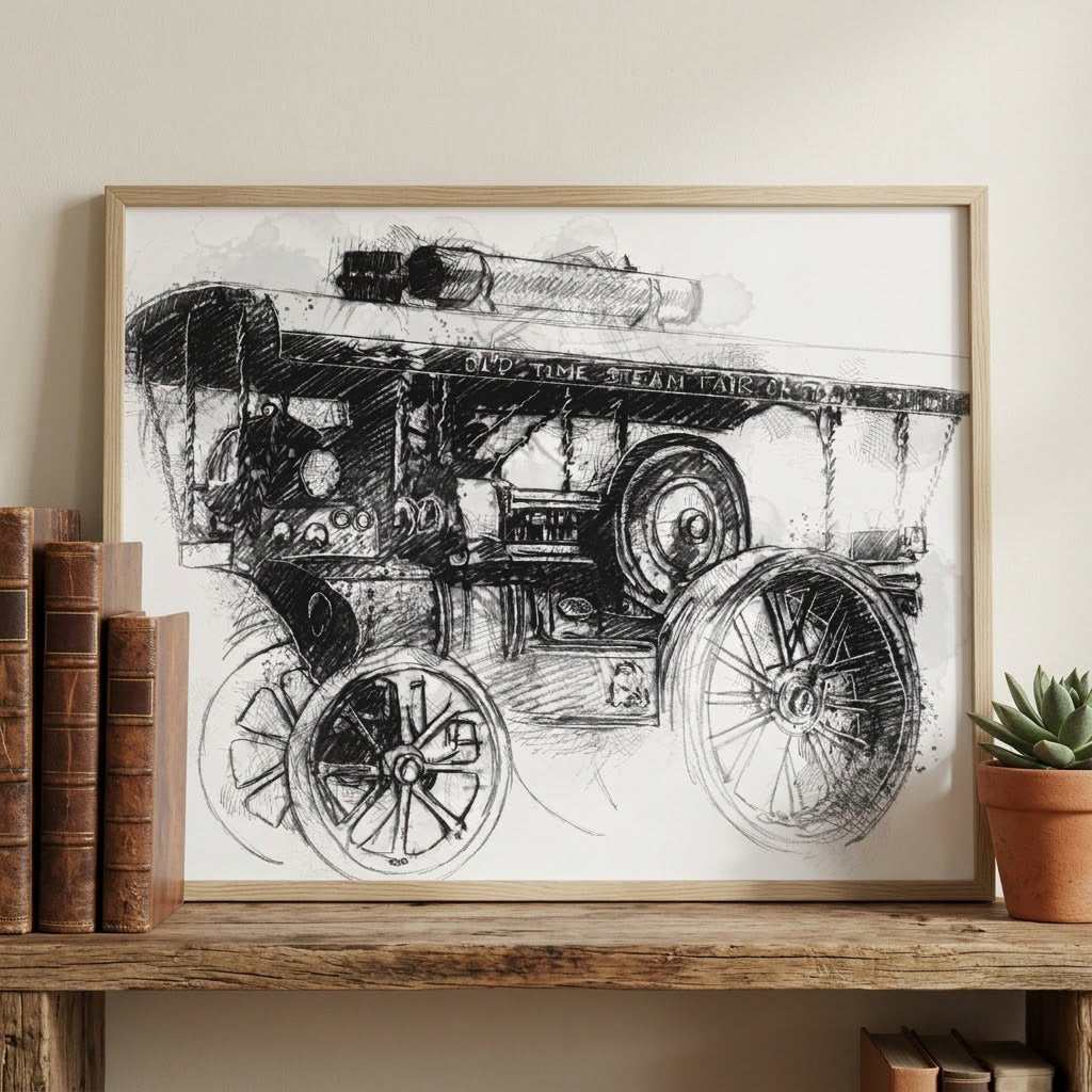 Steam fair engine - BW Sketch