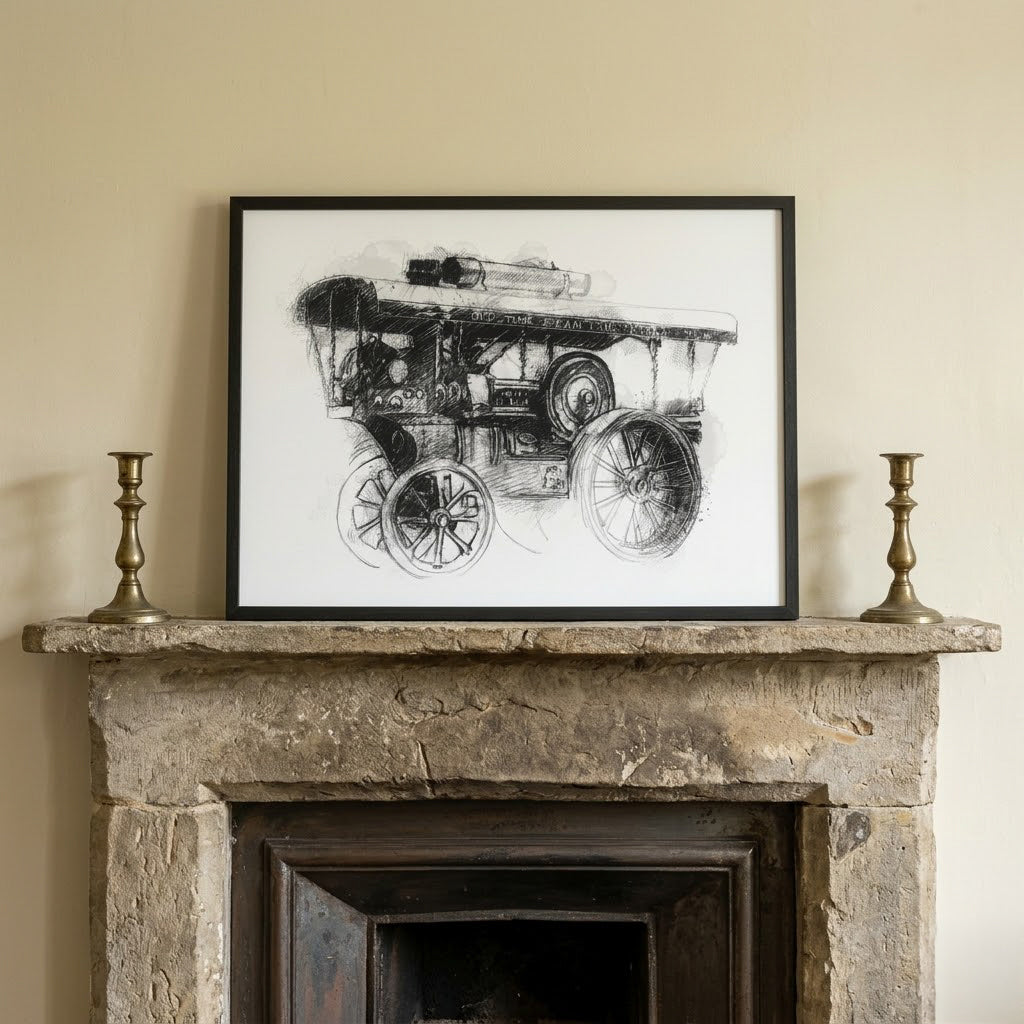 Steam fair engine - BW Sketch