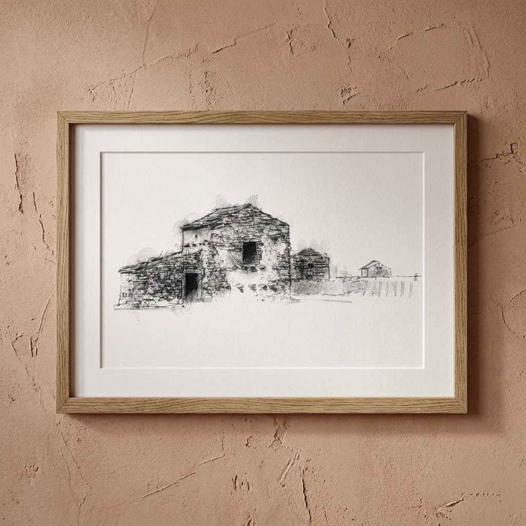 Dales barns - BW Sketch