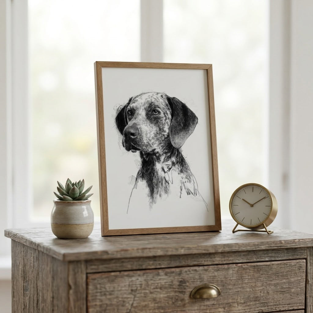 Pointer dog - BW Sketch
