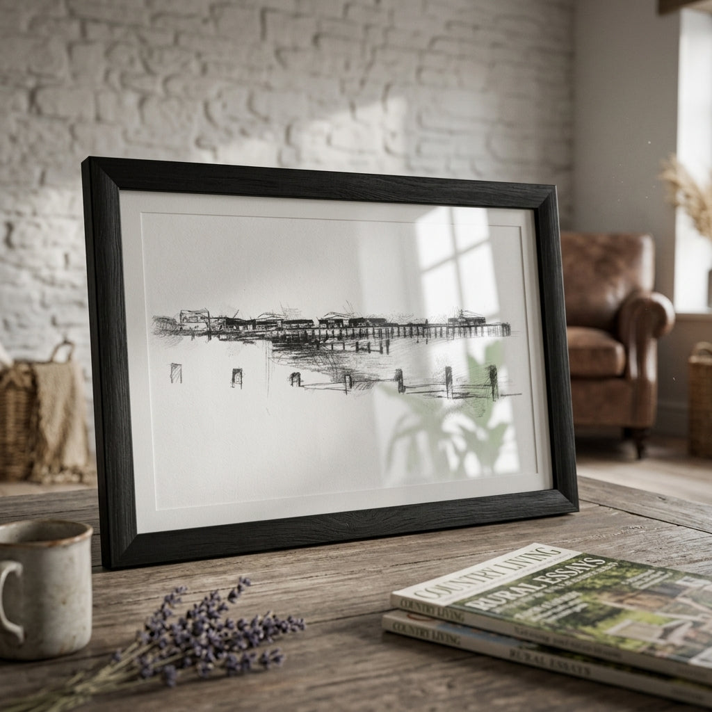 Southwold pier - BW Sketch