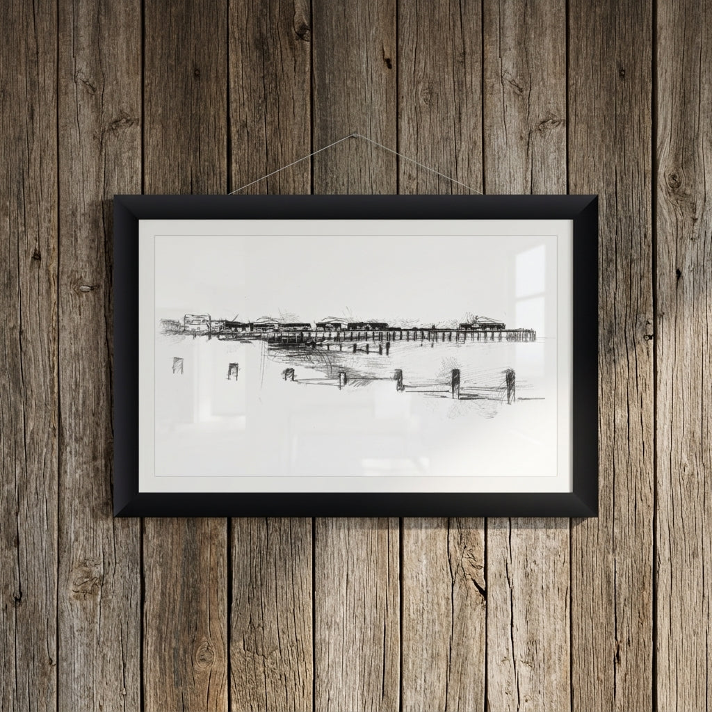 Southwold pier - BW Sketch