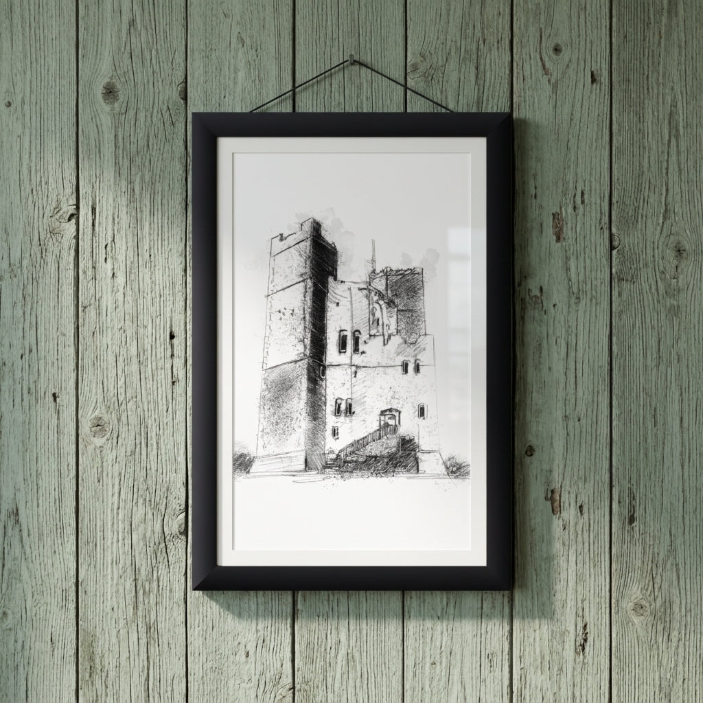 Orford keep - BW Sketch