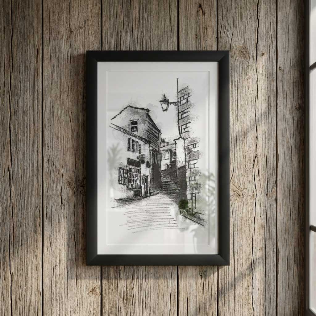 Heptonstall road - BW Sketch