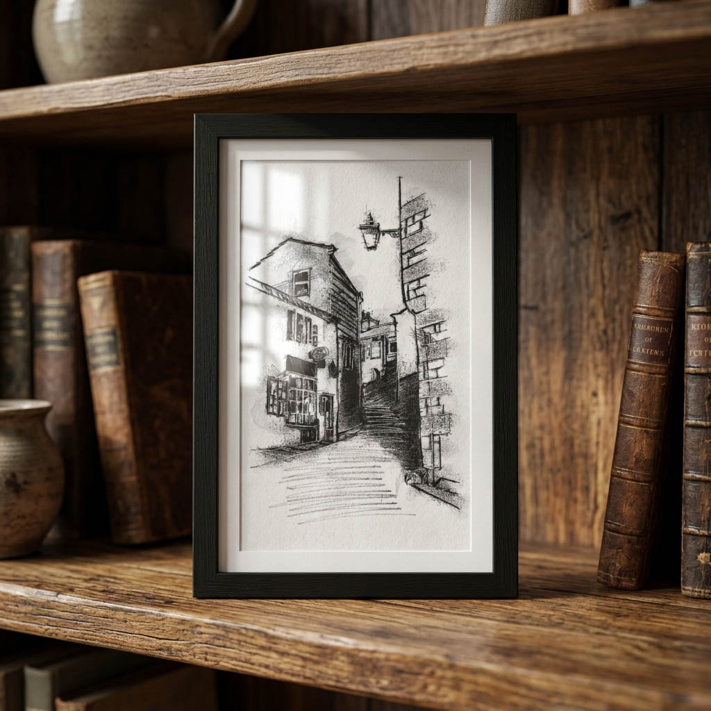 Heptonstall road - BW Sketch