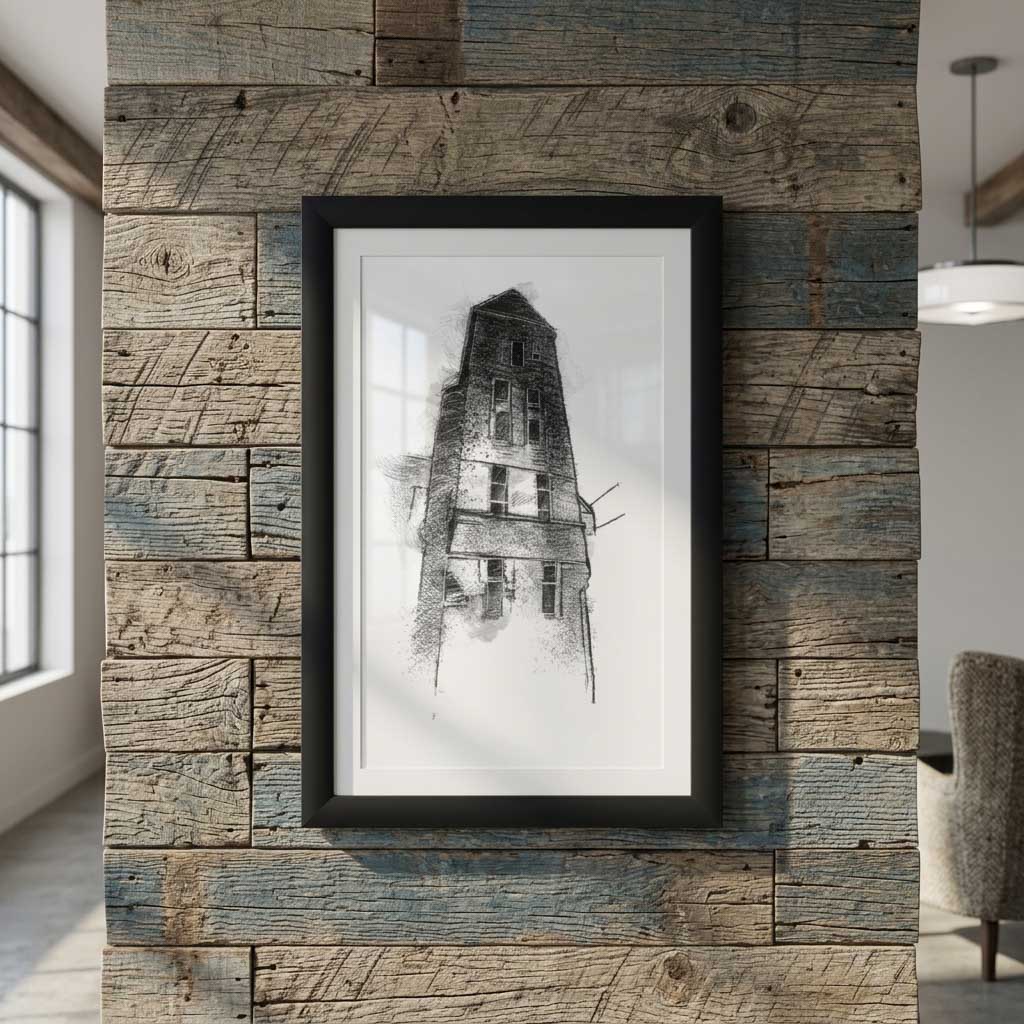 Tower house - BW Sketch