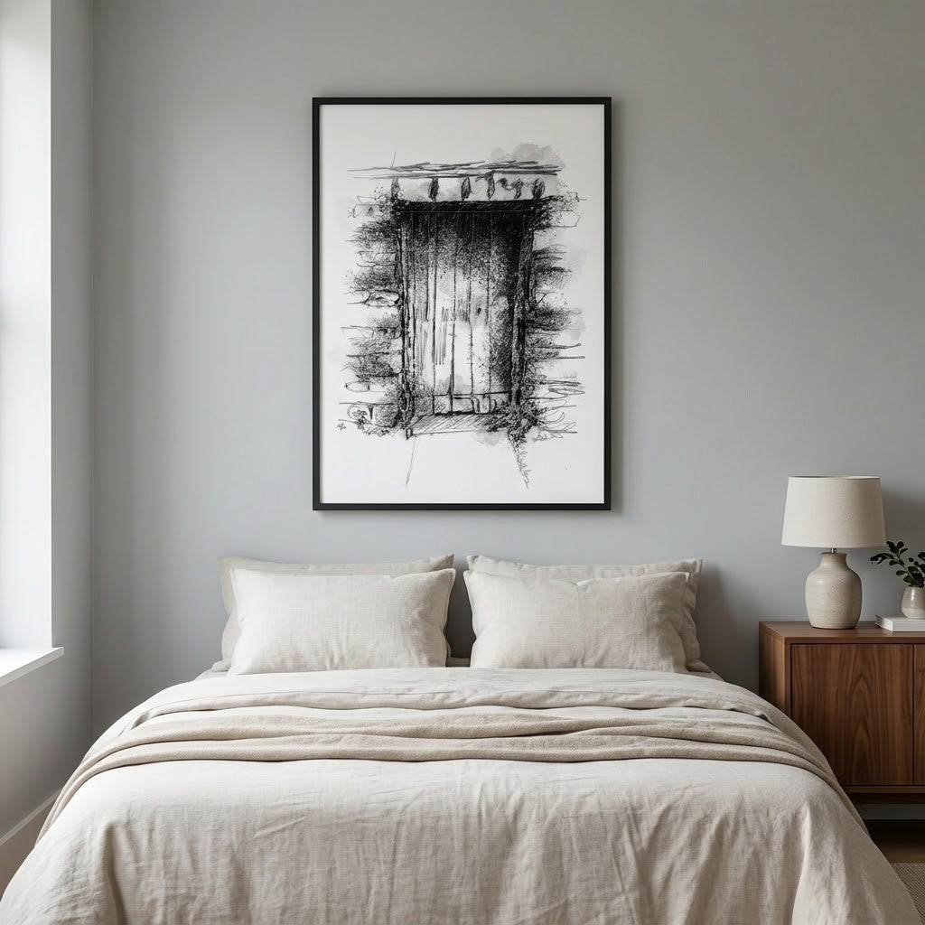 Grasmere old door - BW Sketch