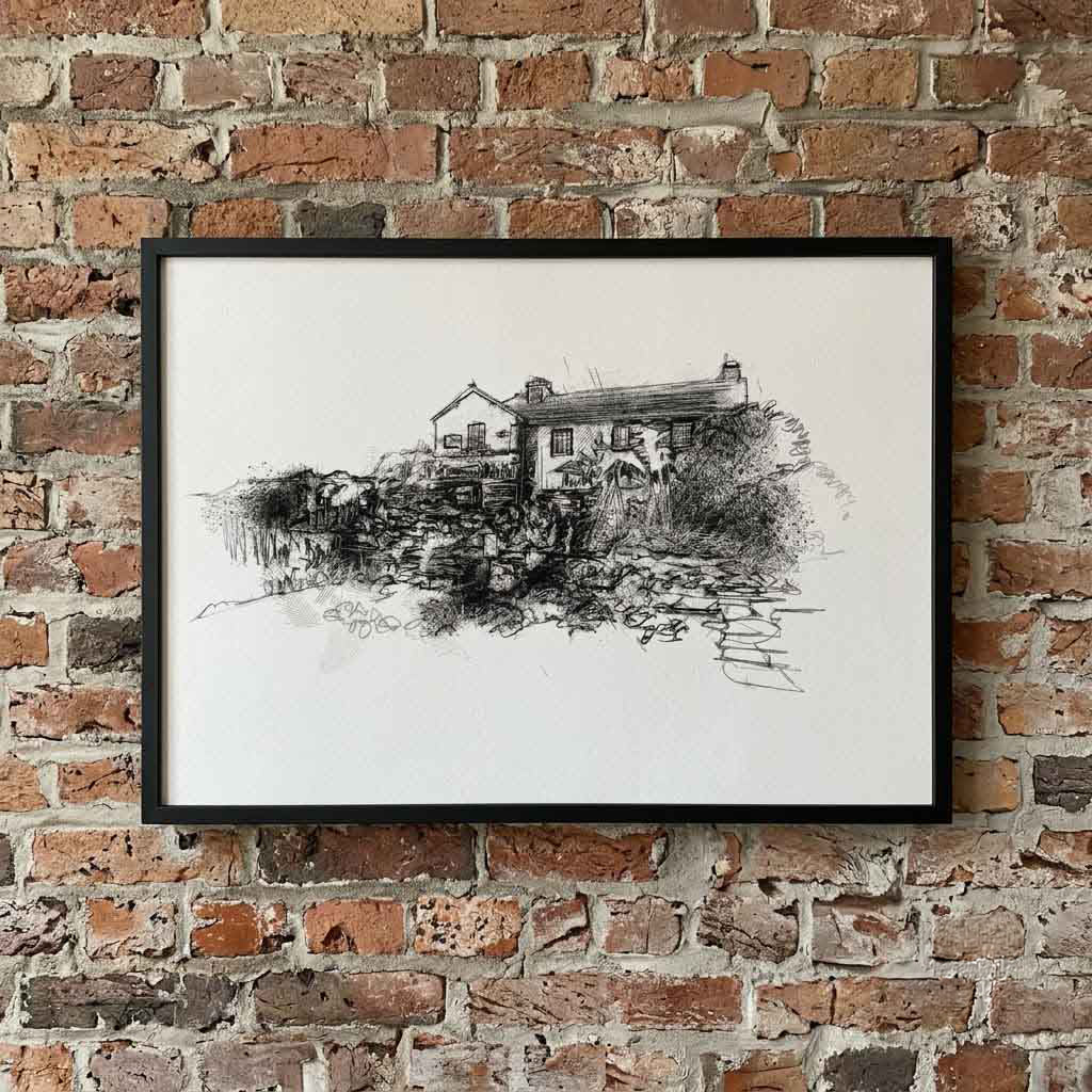 Hill top farm - BW Sketch