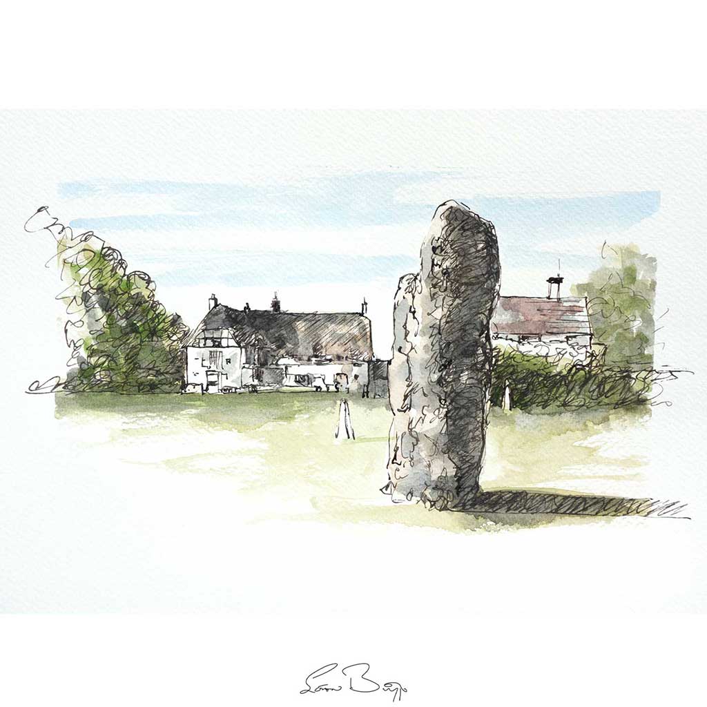 Avebury stones and pub