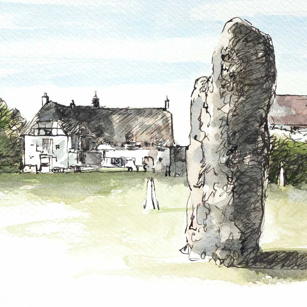 Avebury stones and pub