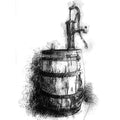 Old water barrel