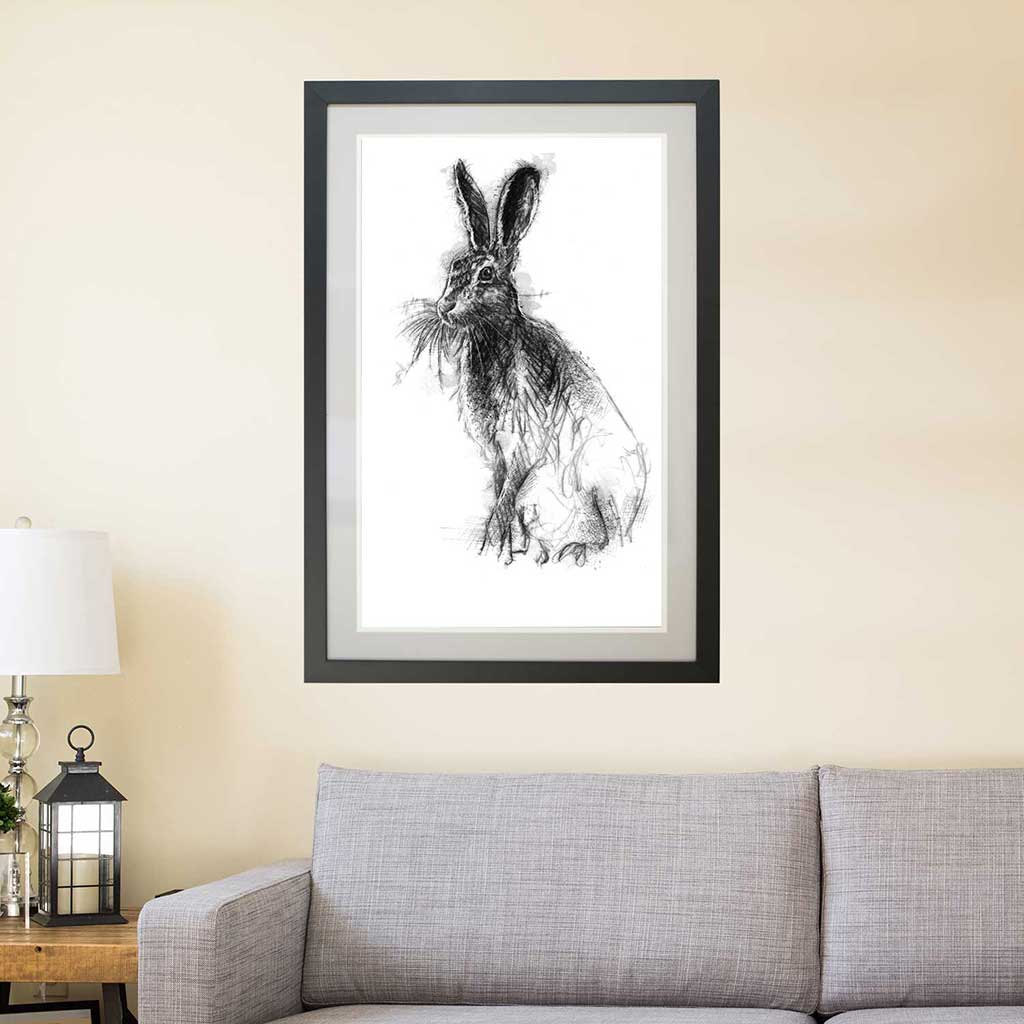 Brown hare sitting