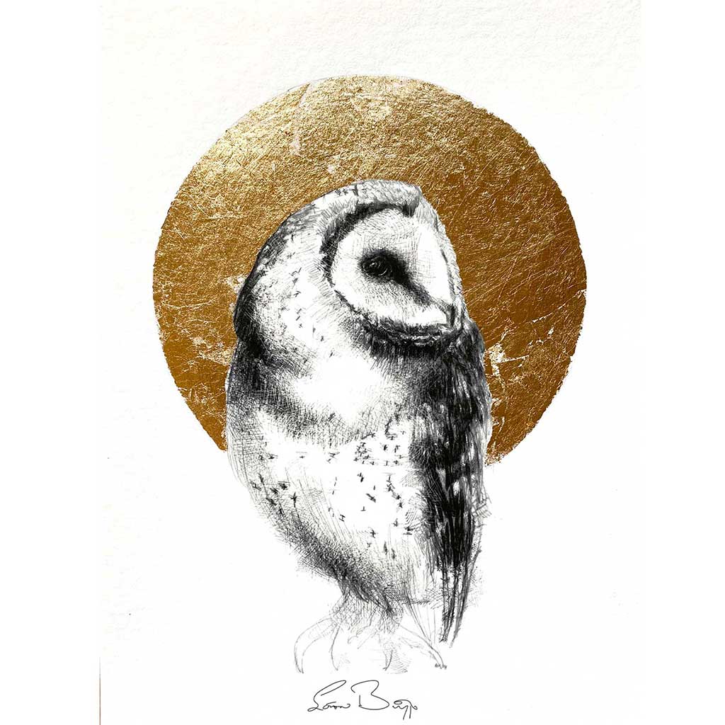 Barn owl gold leaf