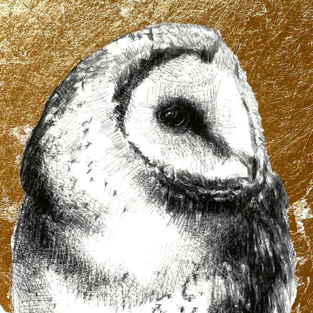 Barn owl gold leaf