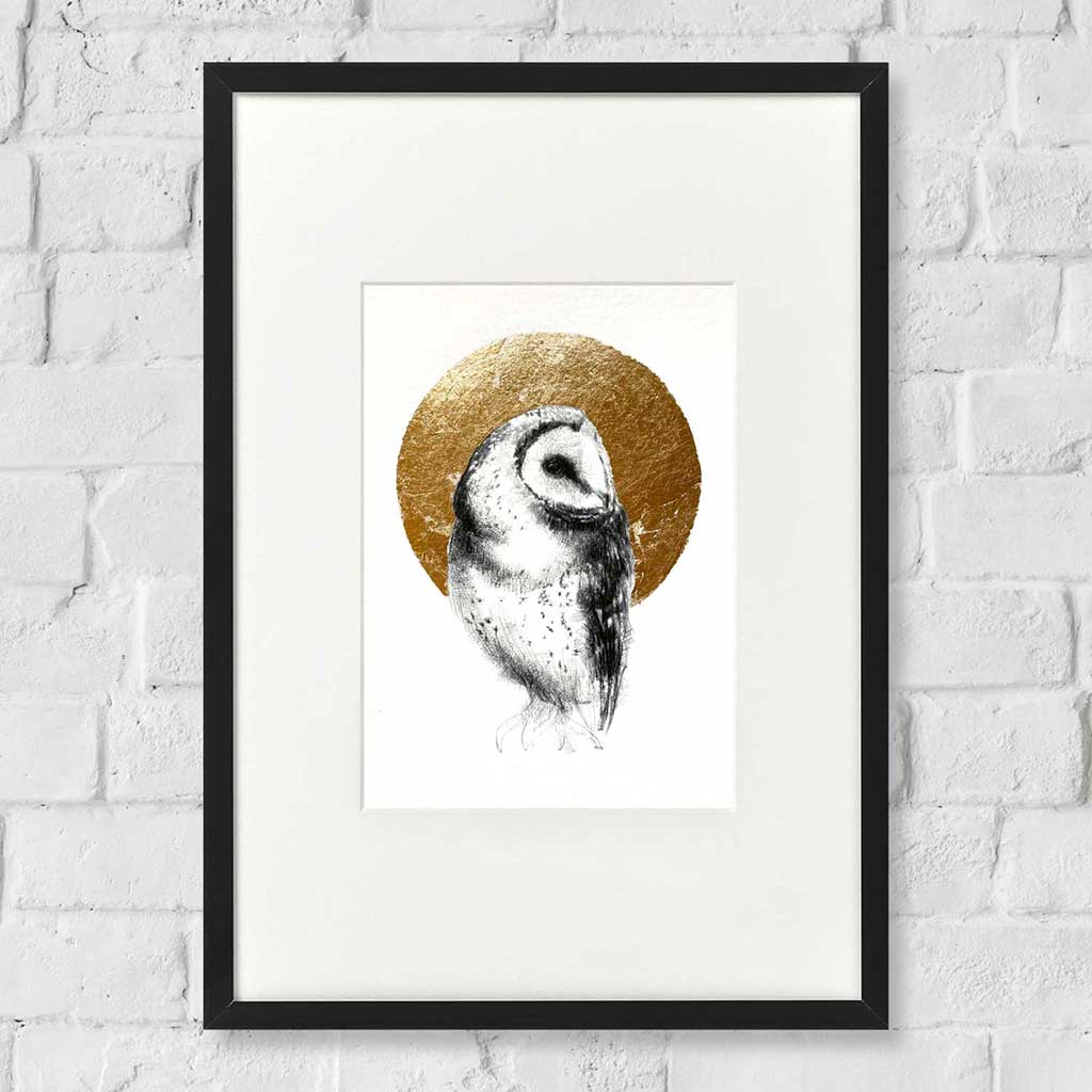 Barn owl gold leaf