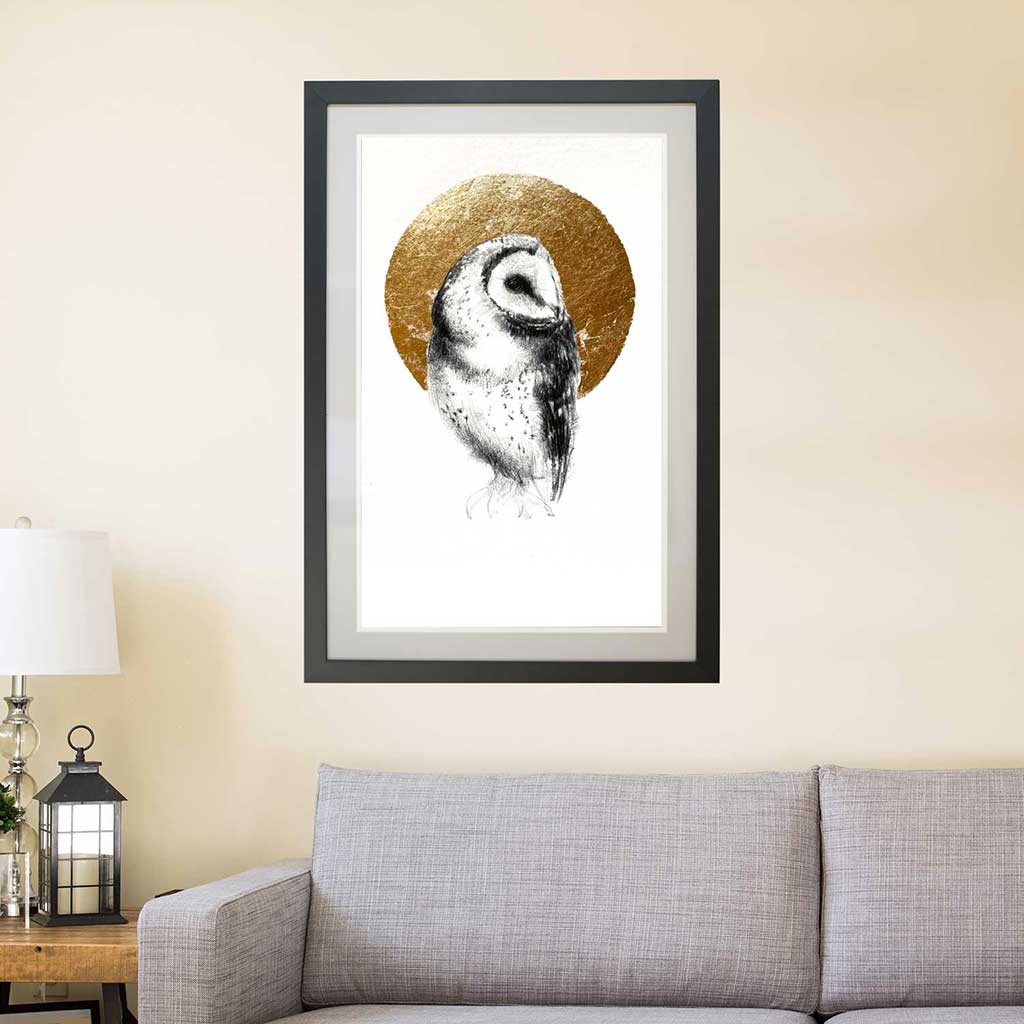 Barn owl gold leaf