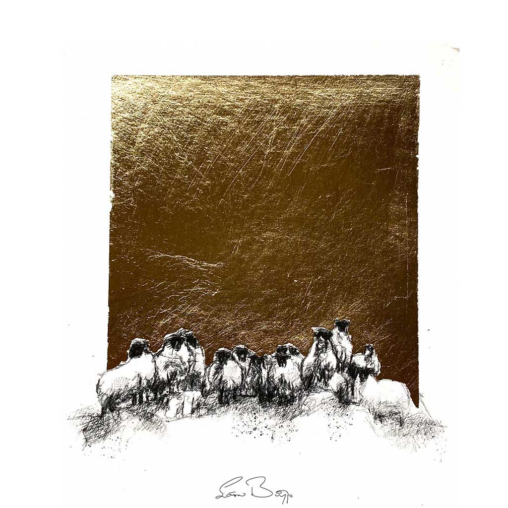 Sheep flock gold leaf