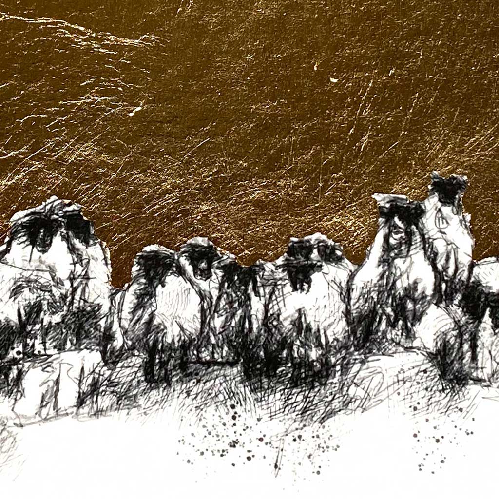 Sheep flock gold leaf