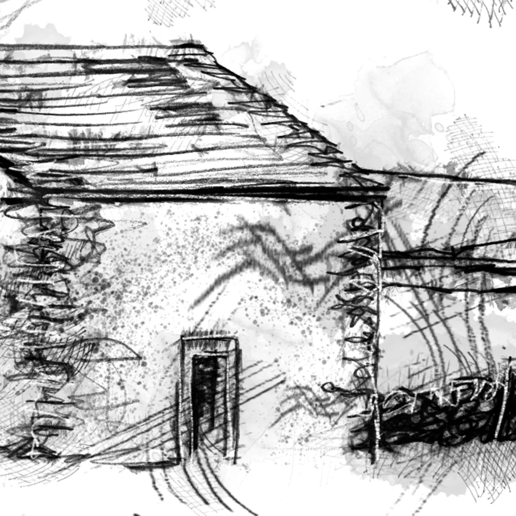 Grasington barns - BW Sketch