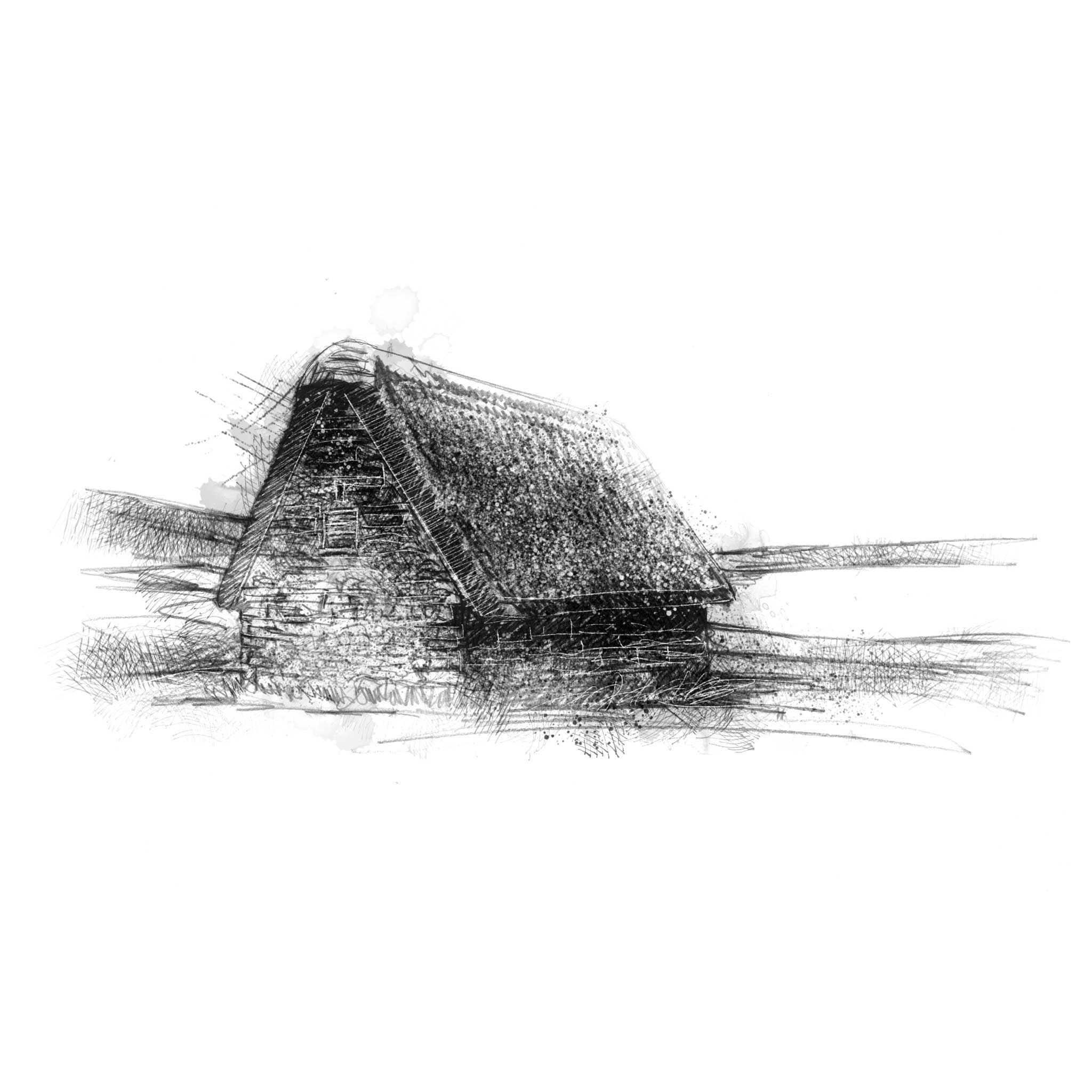 High Laithe Grimwith Reservoir - BW Sketch