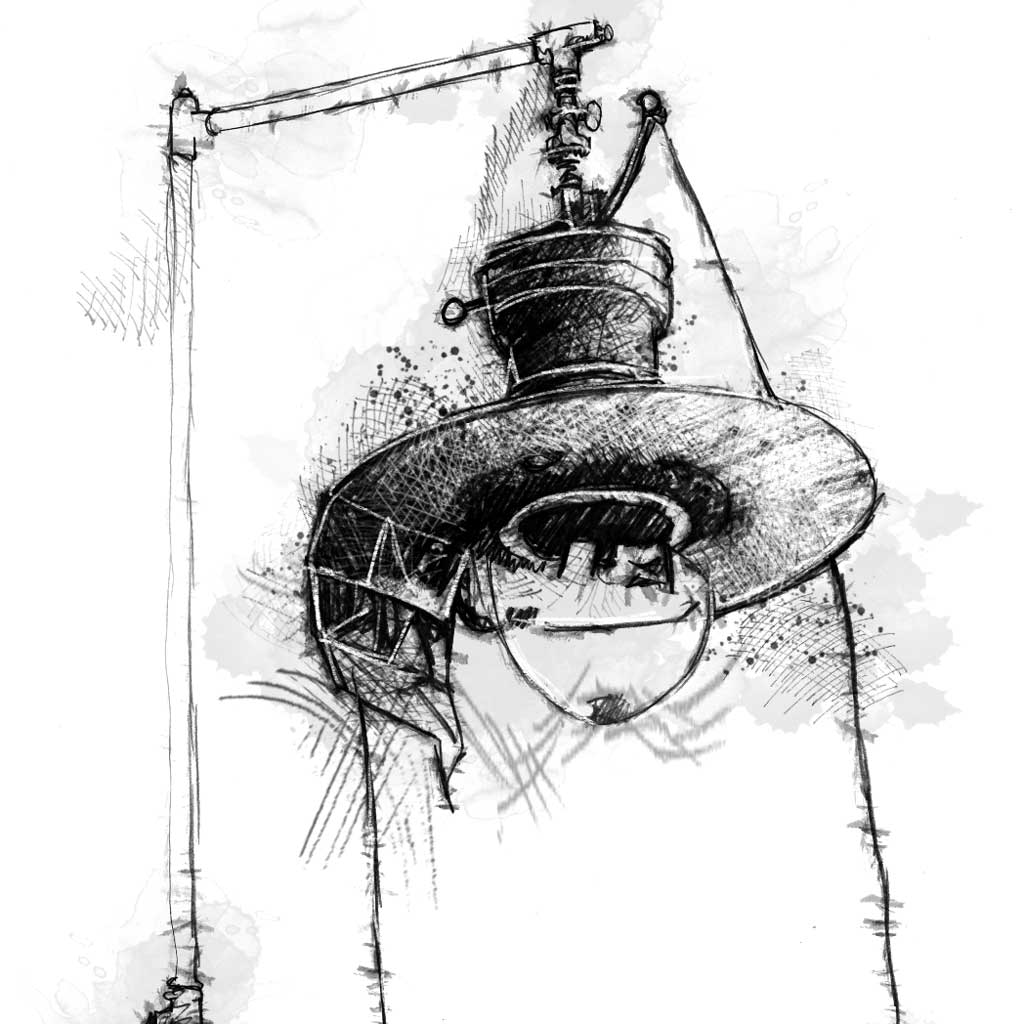 Haworth railway lamp - BW Sketch