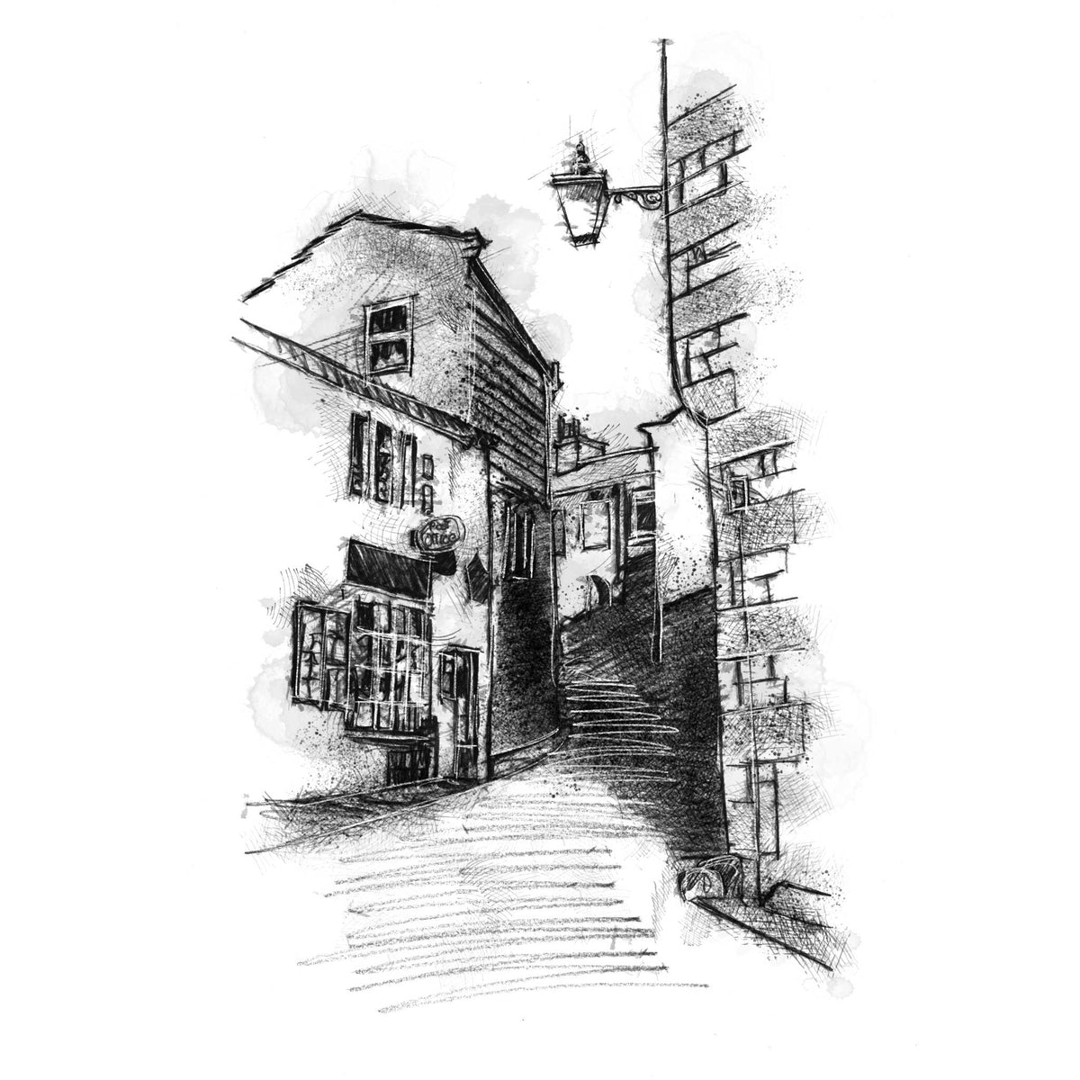 Heptonstall a black and white sketch