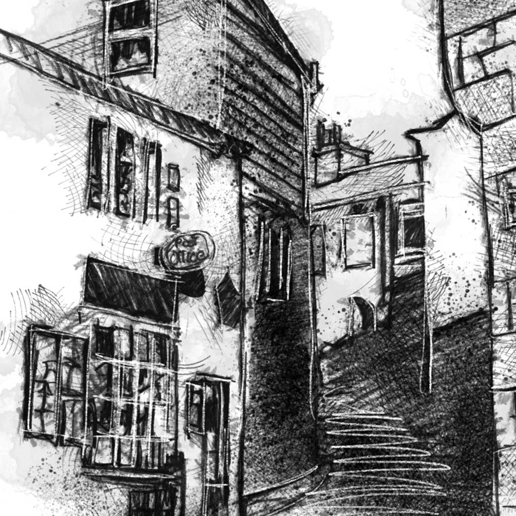 Heptonstall road - BW Sketch