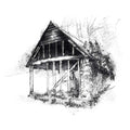 Woodland barn ruin