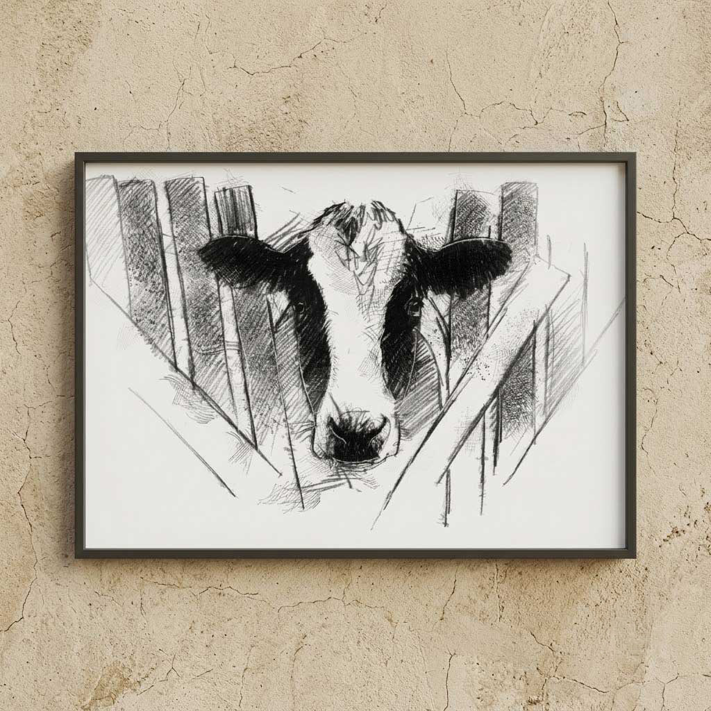 Holstein Friesian Cow - BW Sketch