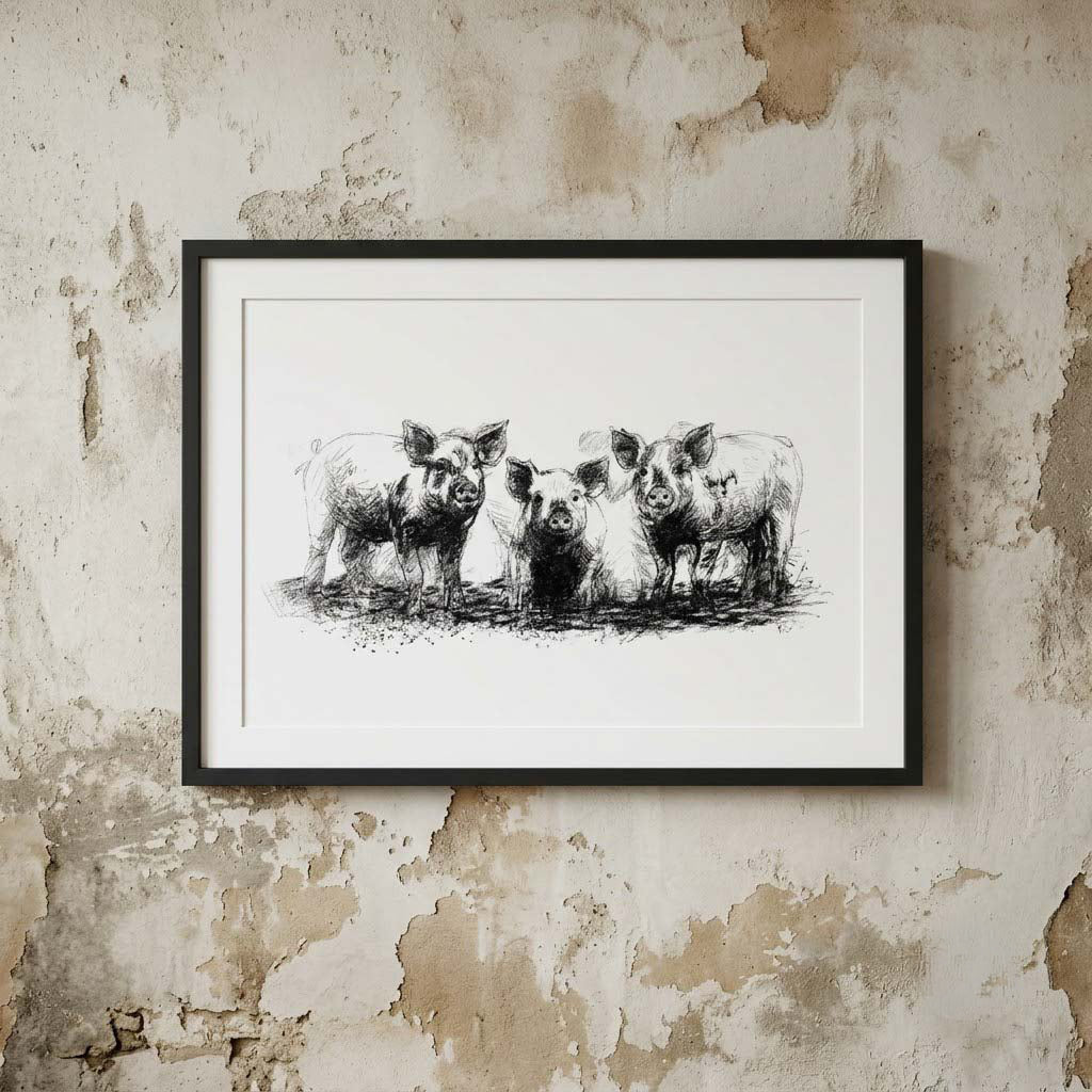 Three little pigs - BW Sketch