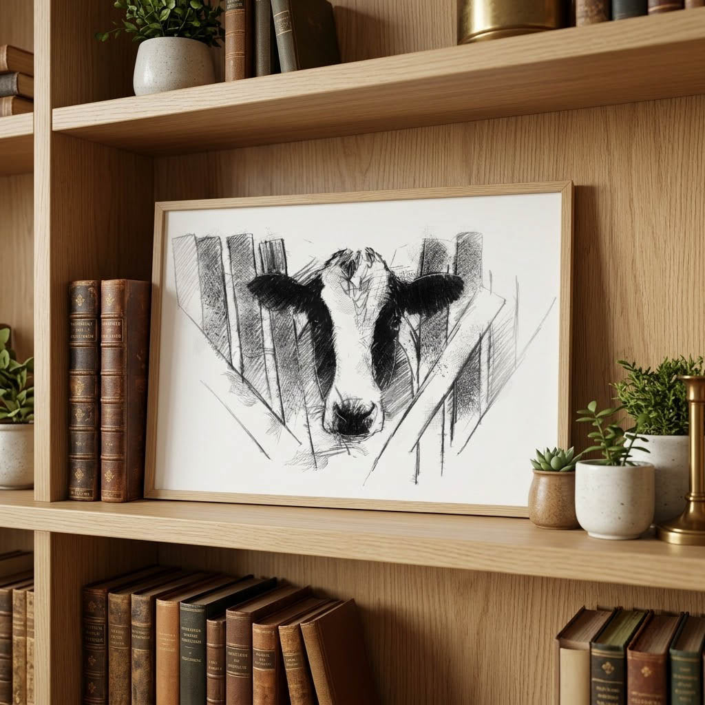 Holstein Friesian Cow - BW Sketch