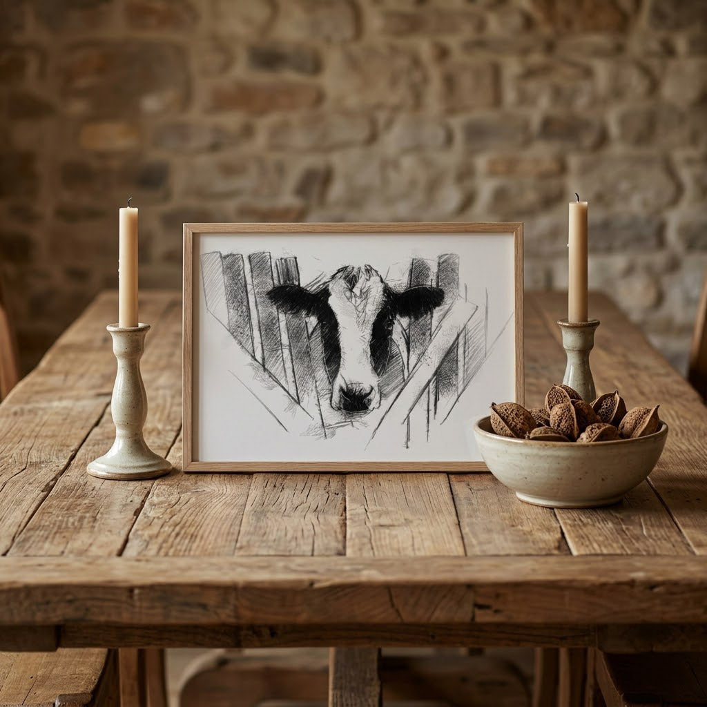 Holstein Friesian Cow - BW Sketch