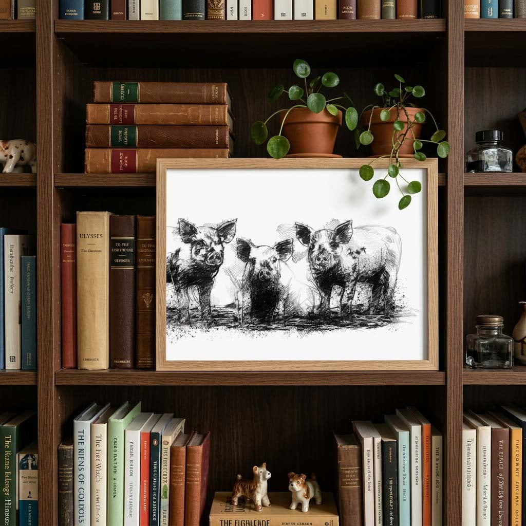 Three little pigs - BW Sketch