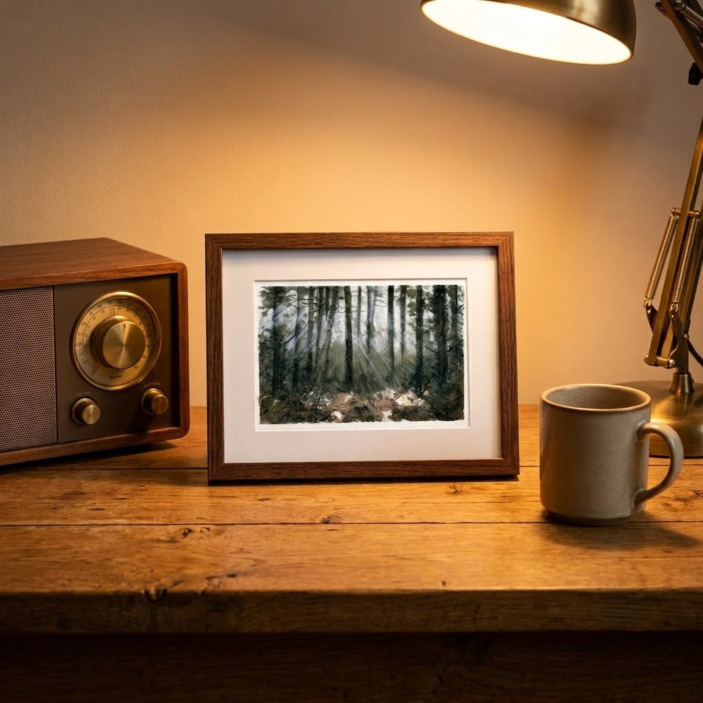 Woodland God rays - Colour Sketch | small one off