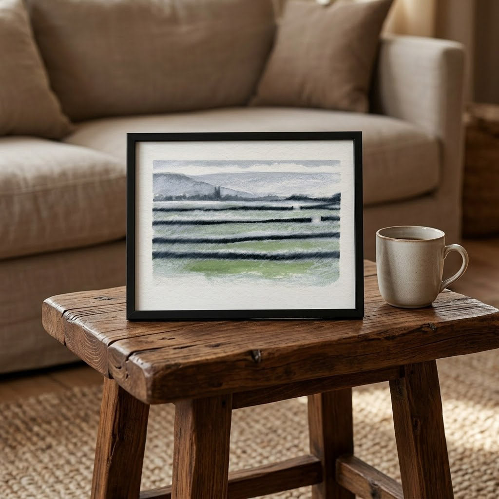 Heptonstall fields - Colour Sketch | small one off