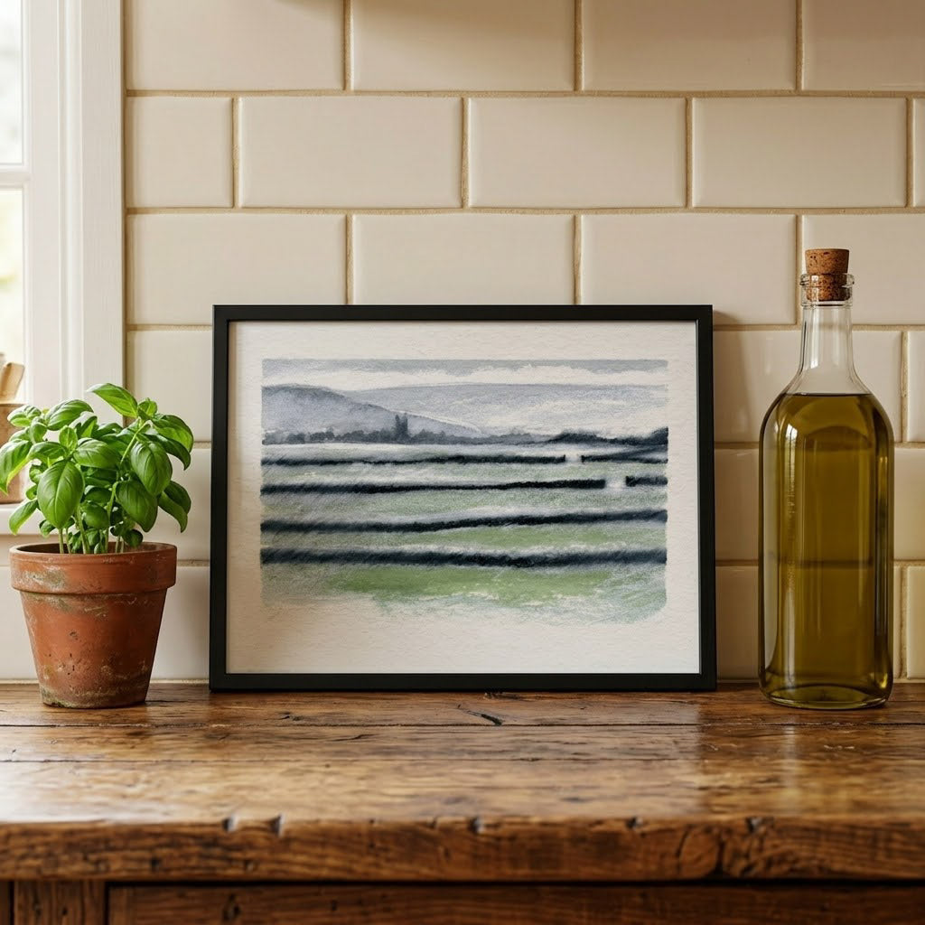 Heptonstall fields - Colour Sketch | small one off