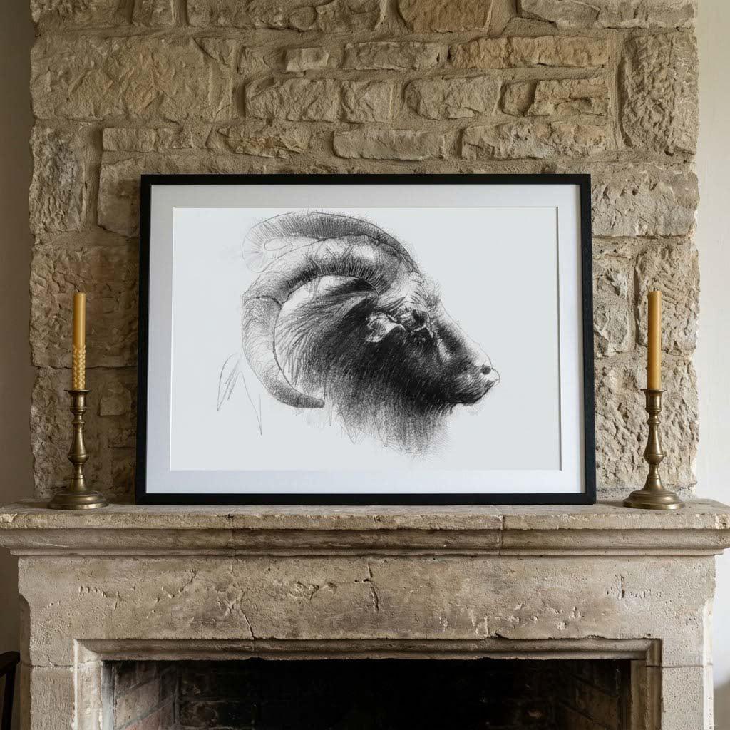 Golden Guernsey Goat - BW Sketch