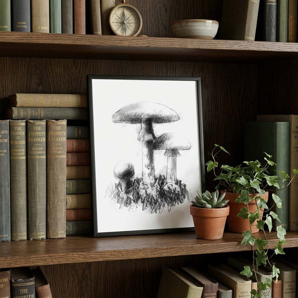 Deathcap fungi - BW Sketch