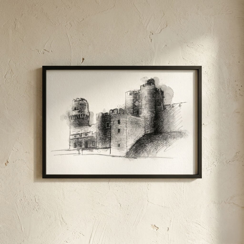 Warwick castle - BW Sketch