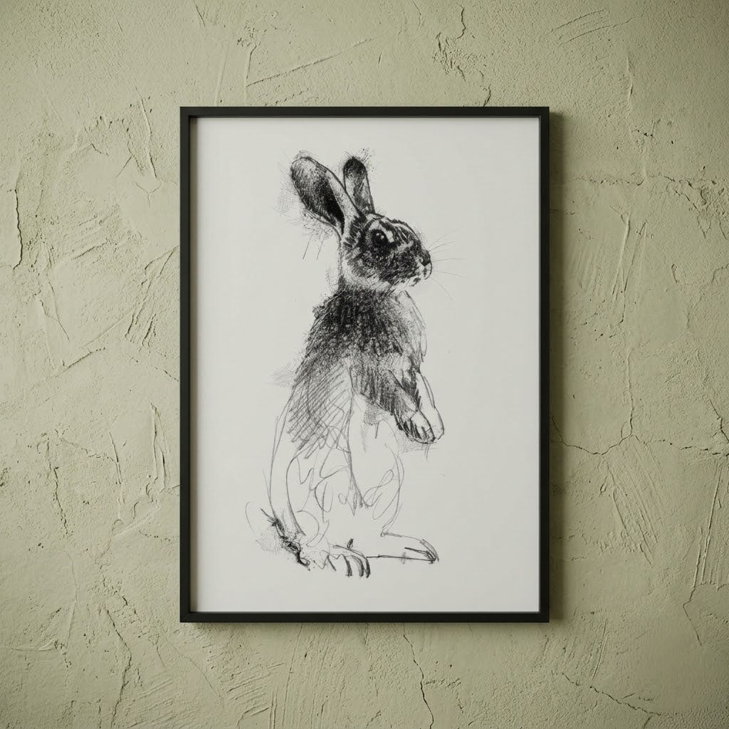 European Rabbit  - BW Sketch