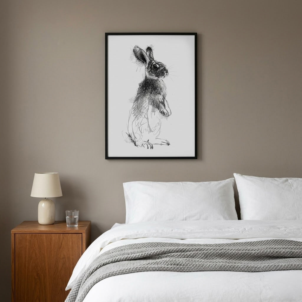European Rabbit  - BW Sketch