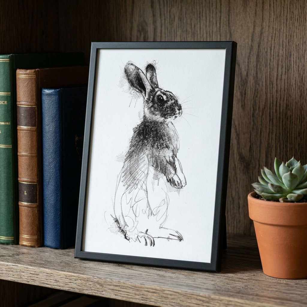European Rabbit  - BW Sketch