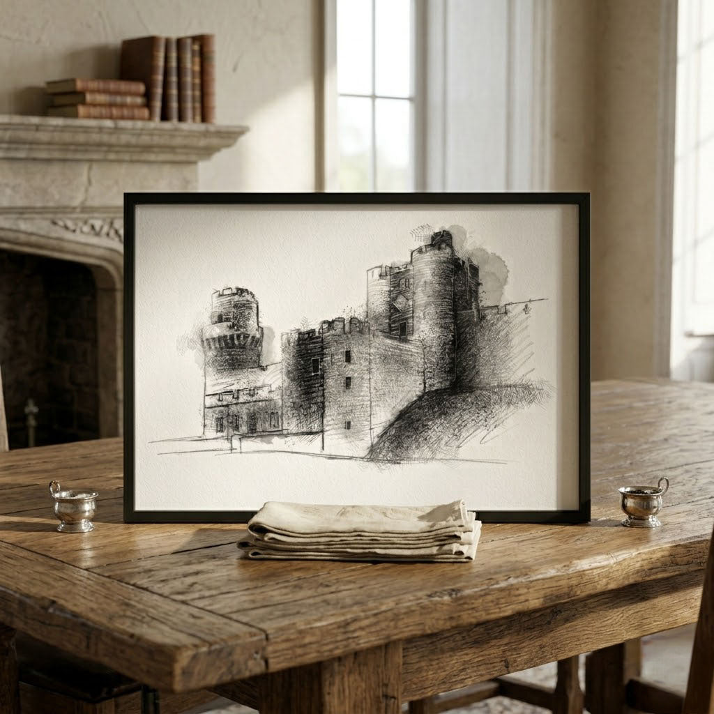 Warwick castle - BW Sketch