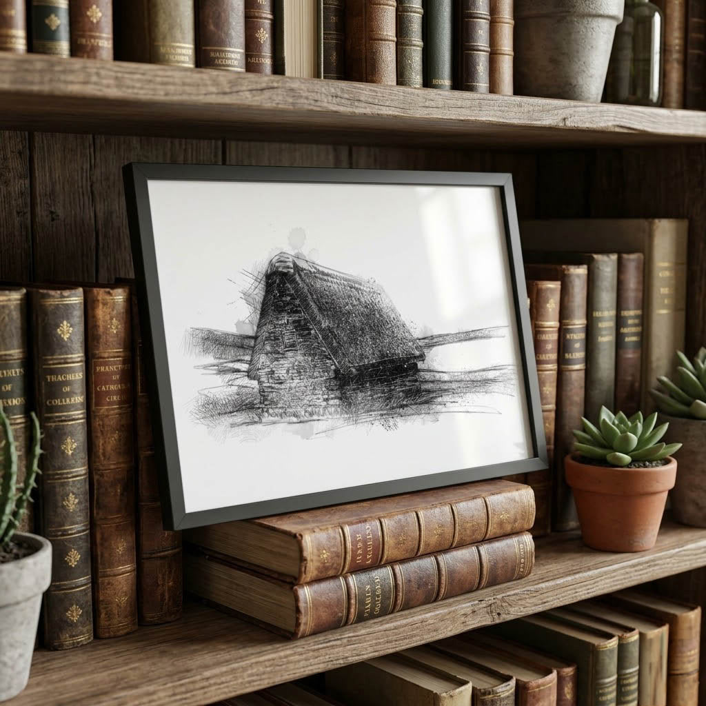 High Laithe Grimwith Reservoir - BW Sketch