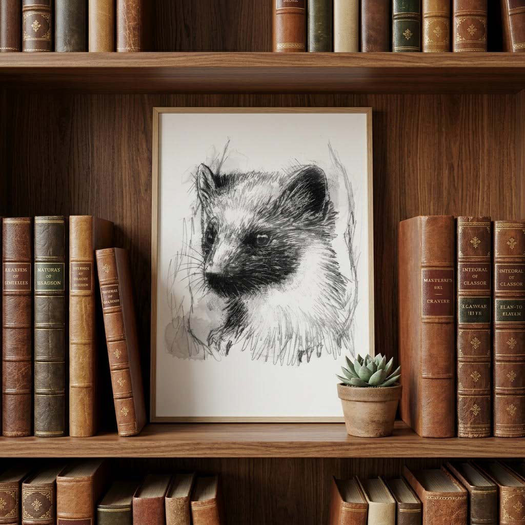 Pine marten - BW Sketch