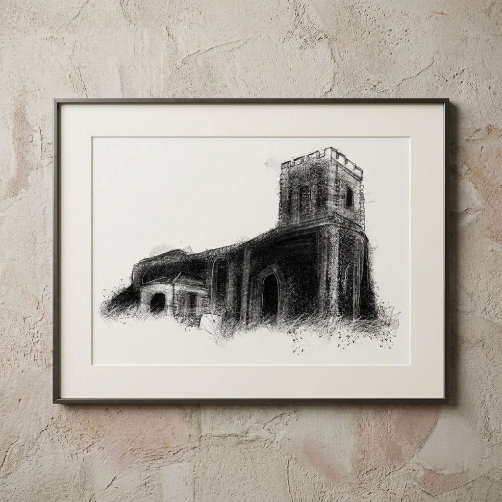 Church ruins - BW Sketch