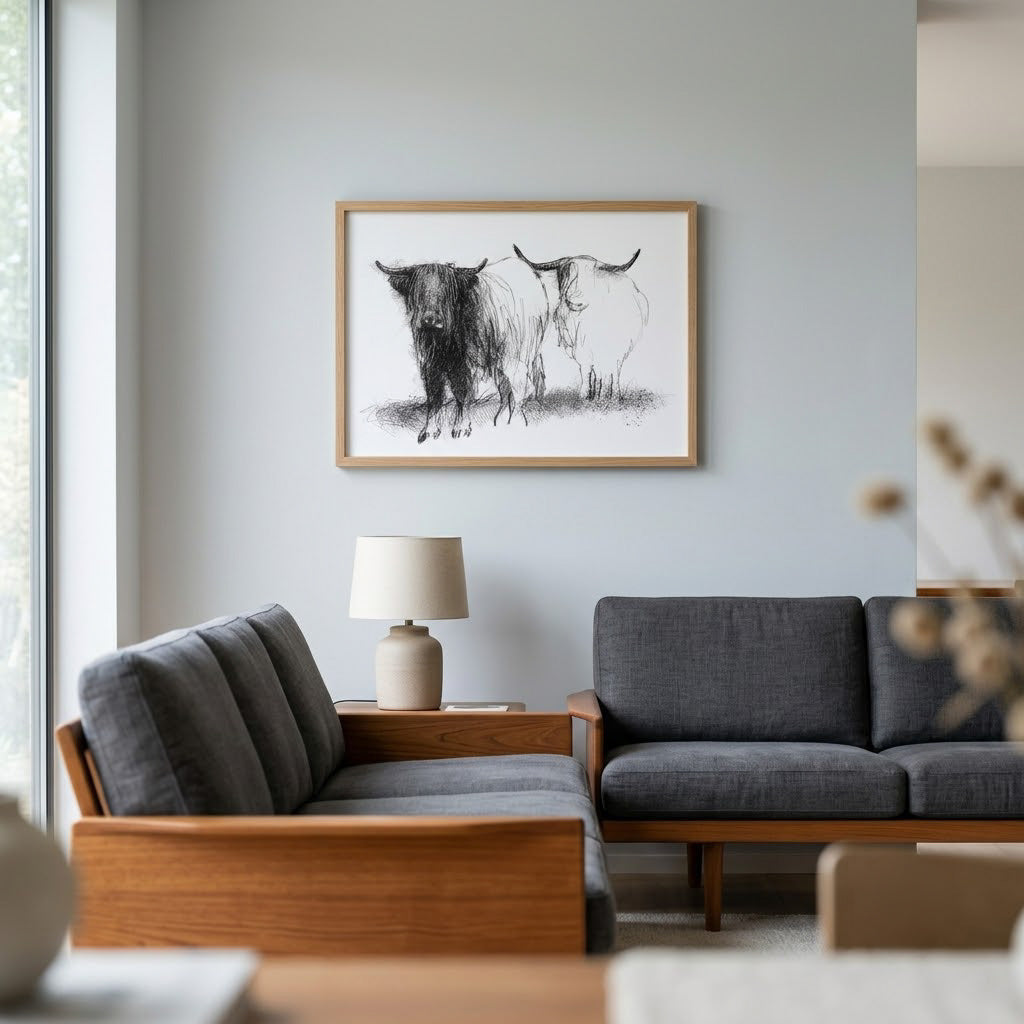 Highland cattle - BW Sketch