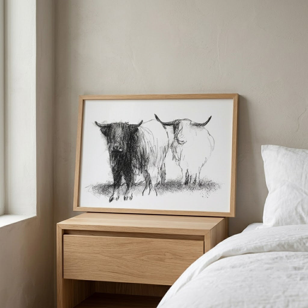 Highland cattle - BW Sketch