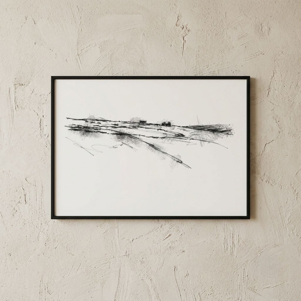 Moorland ruins - BW Sketch
